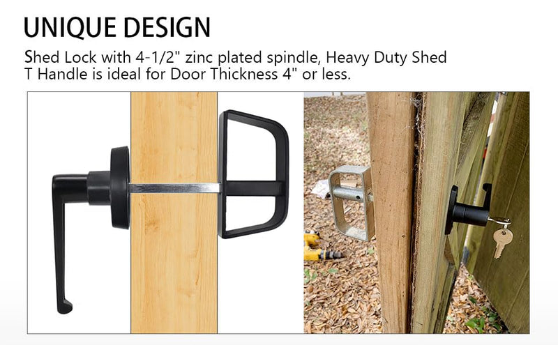 4½" Shed Door Lock L-Handle Lock kit Keyed Alike Keys and Screws, 4-1/2" Stem Barn Playhouse & Chicken Coop Door Lock 2 Kits 4½" L-Handle 2kits