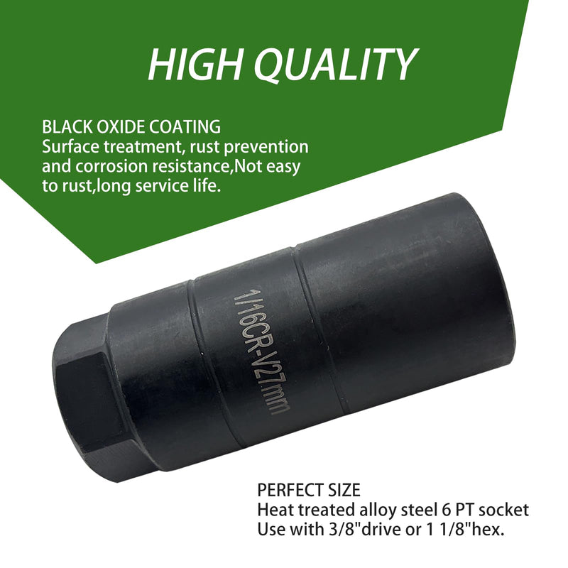 1 PC Car Oil Pressure Sensor Switch Sleeve, 3/8" Driver 45# Steel Anti-slip Hexagonal Design Oil Pressure Sending Socket, Universal Automotive Anti-theft Key Sleeve Accessorie (Black) 1 PC Black