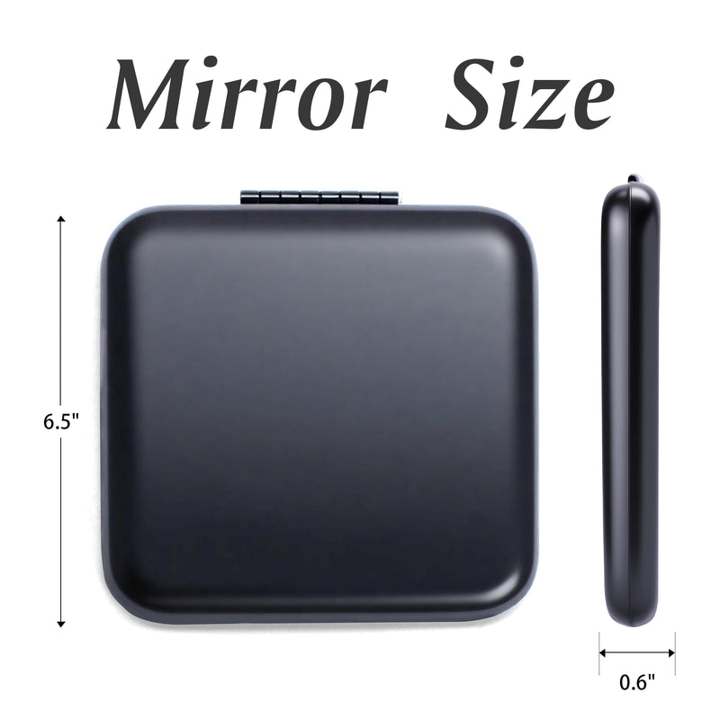 Compact Mirror, Pocket Travel Makeup Mirror for Purse, Metal Square Shell, 2-Sided 1X/2X Magnifying, Portable, Folding, Handheld, Black,12 Pack 12