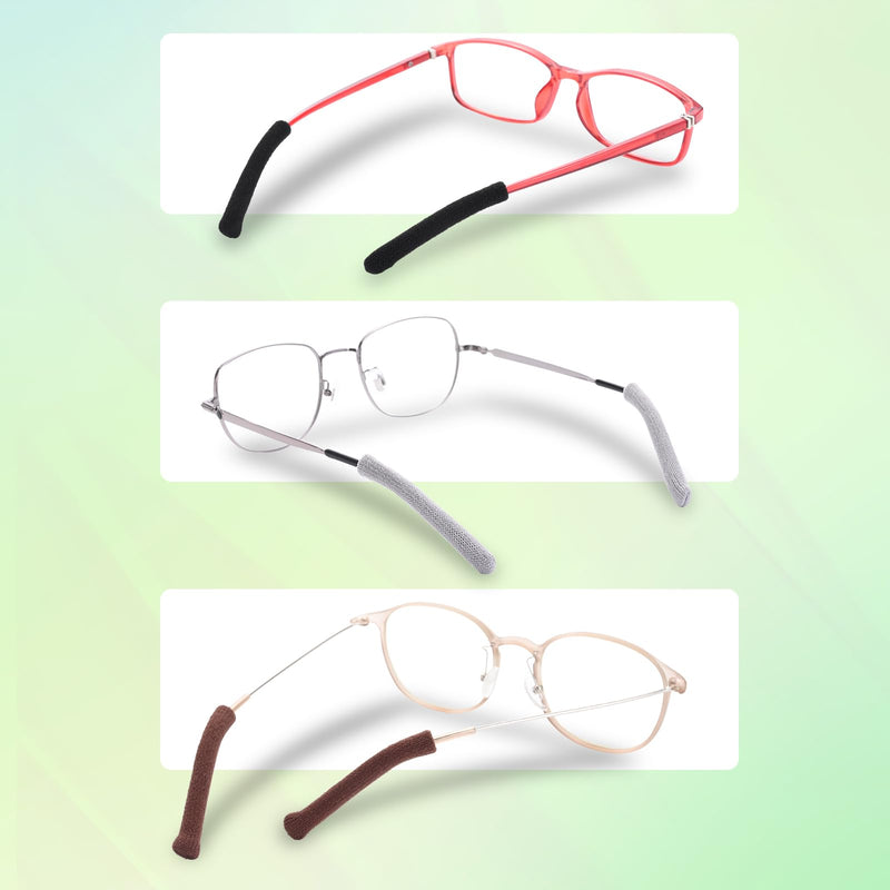 Anti-Slip Elastic Comfort Eyeglasses Temple Tips Sleeve, Soft and Well-Fitting Glasses Ear Cushion, Microstructured Fabric Glasses Ear Grip, Knitting Eyeglass Arm Cushion - Black 3 Pairs 3 Pairs Black