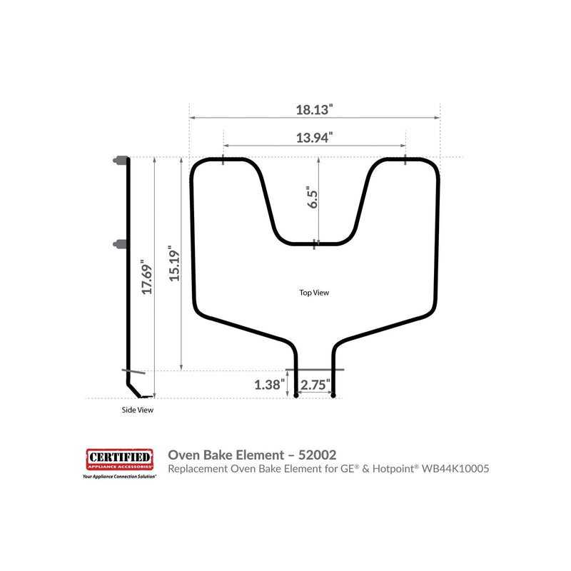 Certified Appliance Accessories 52002 Replacement Oven Bake Element for GE & Hotpoint WB44K10005 Replacement, 52002