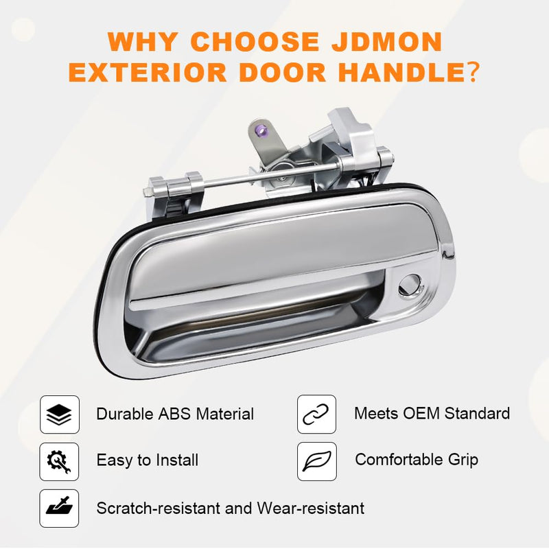 JDMON Chrome Tailgate Door Handle Replacement for Toyota Tundra 2000-2006 Exterior Liftgate Handle Rear Lift Gate Latch Handle Replacement for 80866 TO1915110 69090-0C010 69090-0C030-C0 69090-0C010（without camera hole)