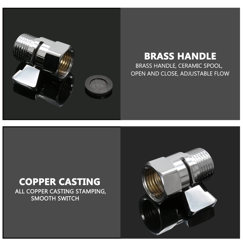 BokWin Shower Head shutoff Valve，Water Flow Control Valve Brass Shut Off Valve G1/2 Water Pressure Regulator for Hand Held Shower Head & Bidet Sprayer