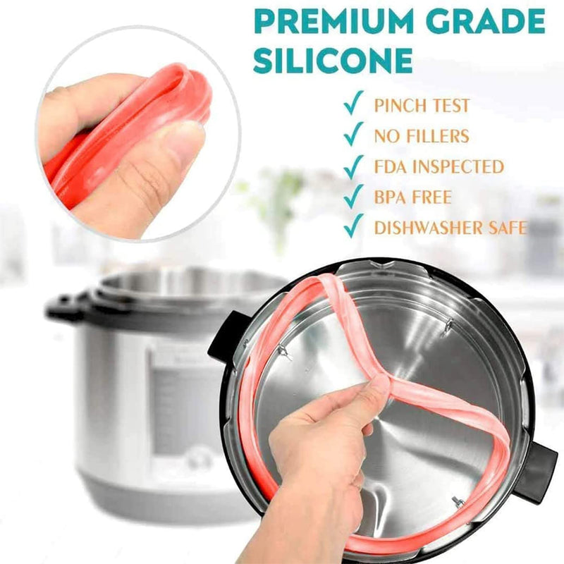Silicone Sealing Ring for InstaPot - 3 Pcs Replacement Silicone Gasket Seal Rings with 3 Colors(Red, Clear and Blue) - Gasket Accessories for 5/6 Qt InstaPot 6 Quarts