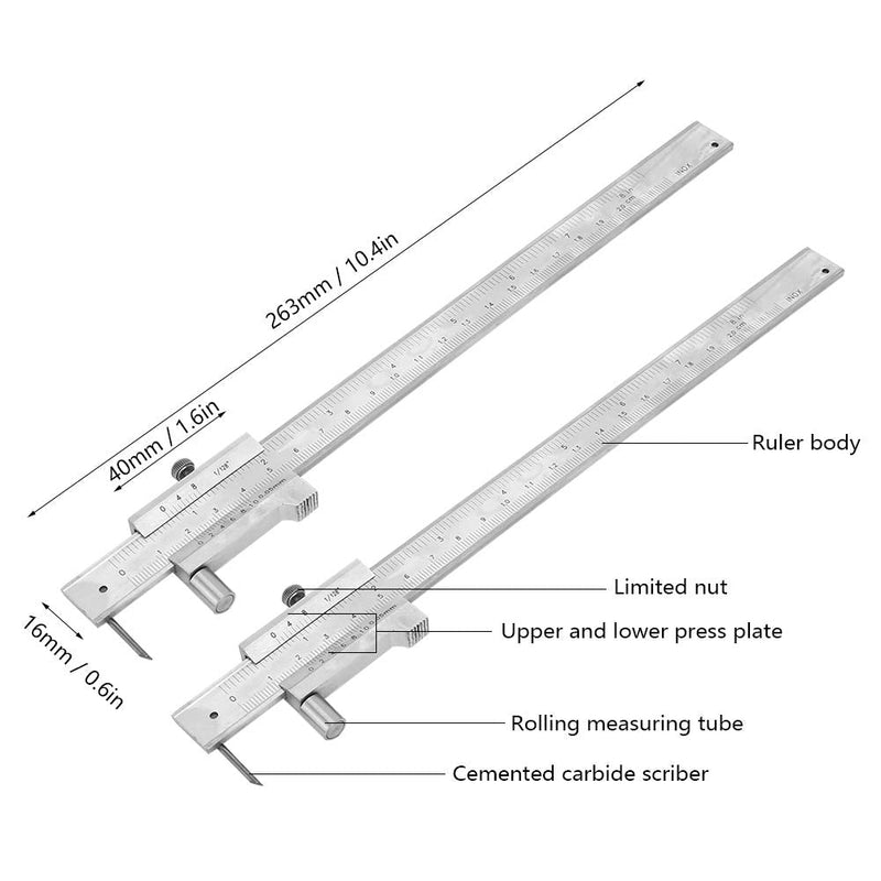 Vernier Caliper,Pied A Coulisse Grande Taille Stainless Steel Vernier Caliper High Measurement Accuracy Measuring Tool Portable Vernier Caliper 0-200Mm Caliper Ruler with Scriber,Pied A Coulisse Gran