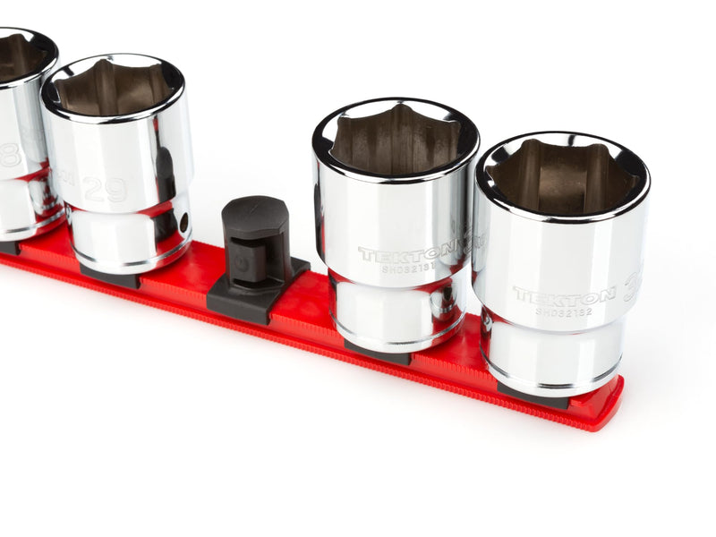 TEKTON 3/4 Inch Drive x 18 Inch Socket Rail, 10 Clips (Red) | OSR33110 | Made in USA 1-Rail Red (10-Tool)
