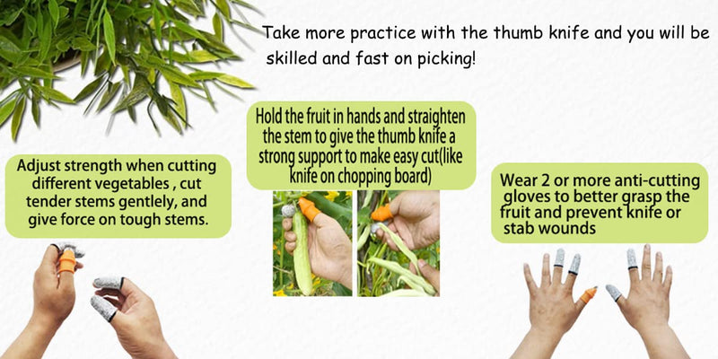 Gardening Thumb Knife with Case, Finger Pruner for Gardeners, Finger Knife-Plants Picking Trim Tools, Orange Thumb Cutter Gardening Tools Kit for Picking Plant Fruit Vegetable