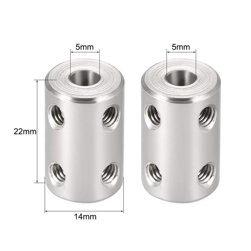 uxcell 5mm to 5mm Bore Rigid Coupling Set Screw L22XD14 Stainless Steel,Shaft Coupler Connector for RC Airplane Boat, Motor Accessories