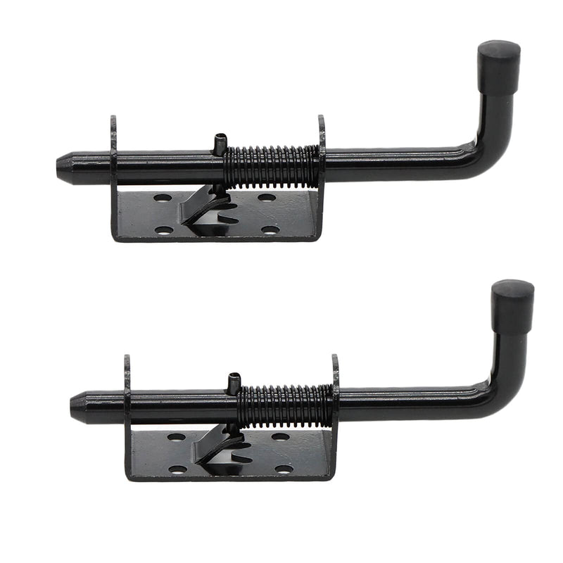 5 Inch Spring Loaded Latch Bolt, Heavy Duty Spring Loaded Latch Pin Door Lock,1/2" Pin Shed (2, Black)