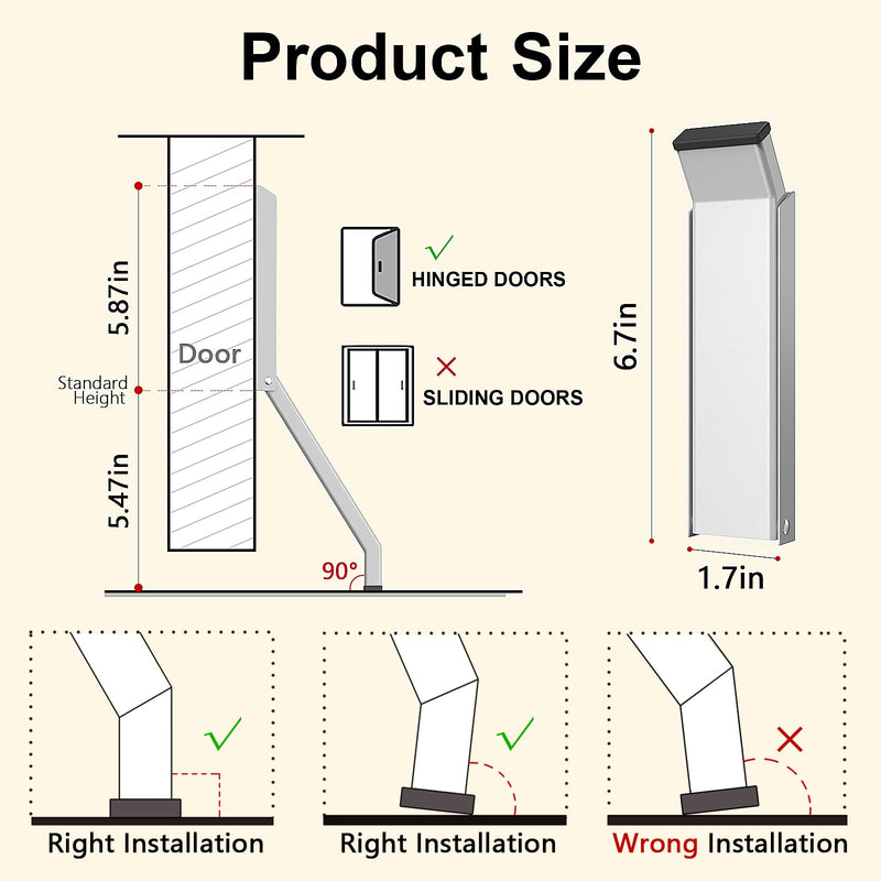Door Stop, No Drilling Door Stoppers to Keep Door Open, Easy Pedal Kick Down Door Holder, Bottom of Door (White x 1 Pack) White x 1 Pack