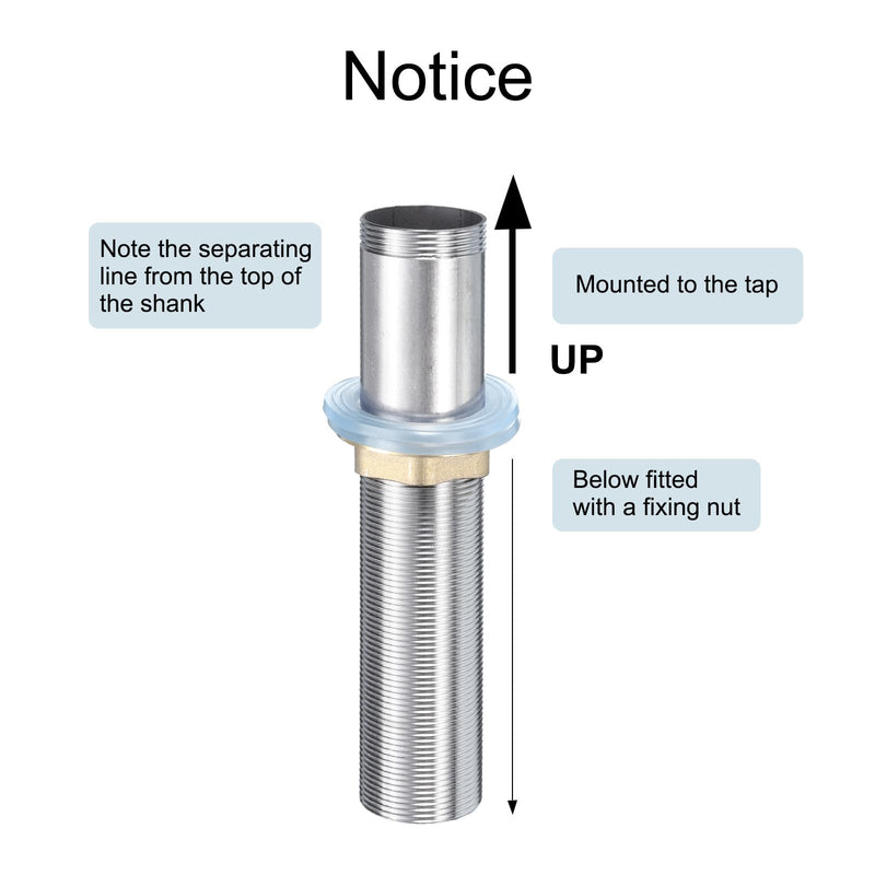 uxcell 6" Faucet Mount Extension Shank Stainless Steel Threaded Pipe Lengthen Mounting Shank Lengthen Fixed High Foot 1PCS 6 Inch