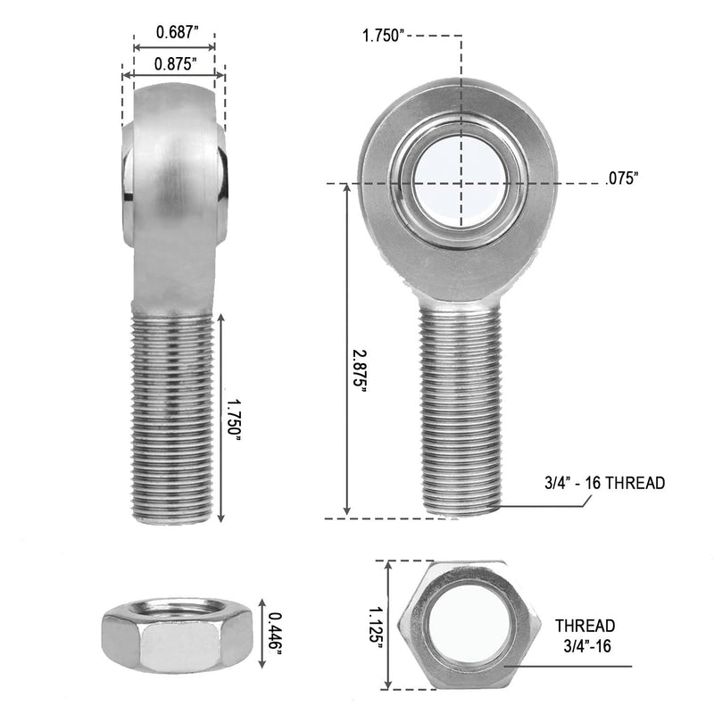LH 3/4" Bore X 3/4"-16 Shank Heim Joint with Jam Nut - NewNest Australia