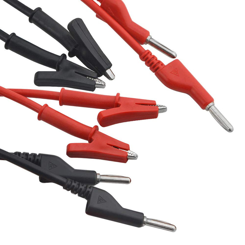 WMYCONGCONG 6 PCS Multimeter Banana Plug to Crocodile Alligator Clip Test Probe Lead Wire Cable 15A with Insulators Clips 3.3ft for Multimeter Electrical Testing