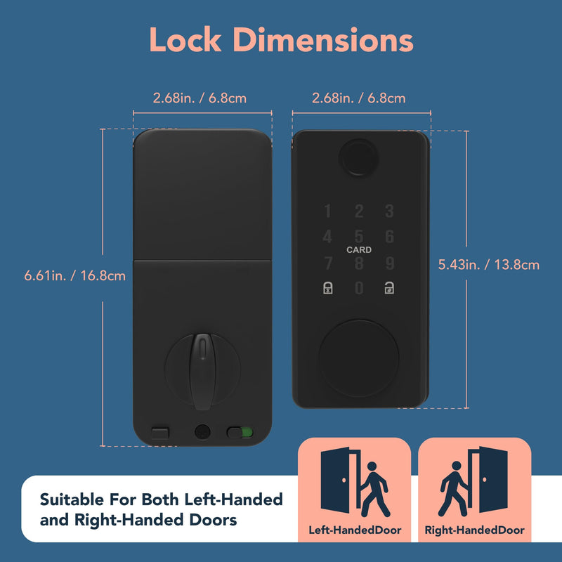Keyless Entry Door Lock with Keypad - Fingerprint Door Lock - Electronic Keypad Smart Deadbolt Lock - Smart Digital Code -Auto Lock