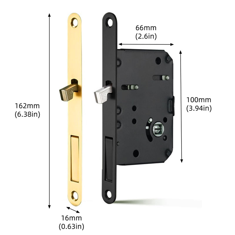 Pocket Door Lock and Pull Recessed Sliding Door Handle 6 Inch Invisible Door Lock Hidden Edge Pull No Key for Doors for Bedroom Kitchen (Black, for 1.38"-1.77" Door)