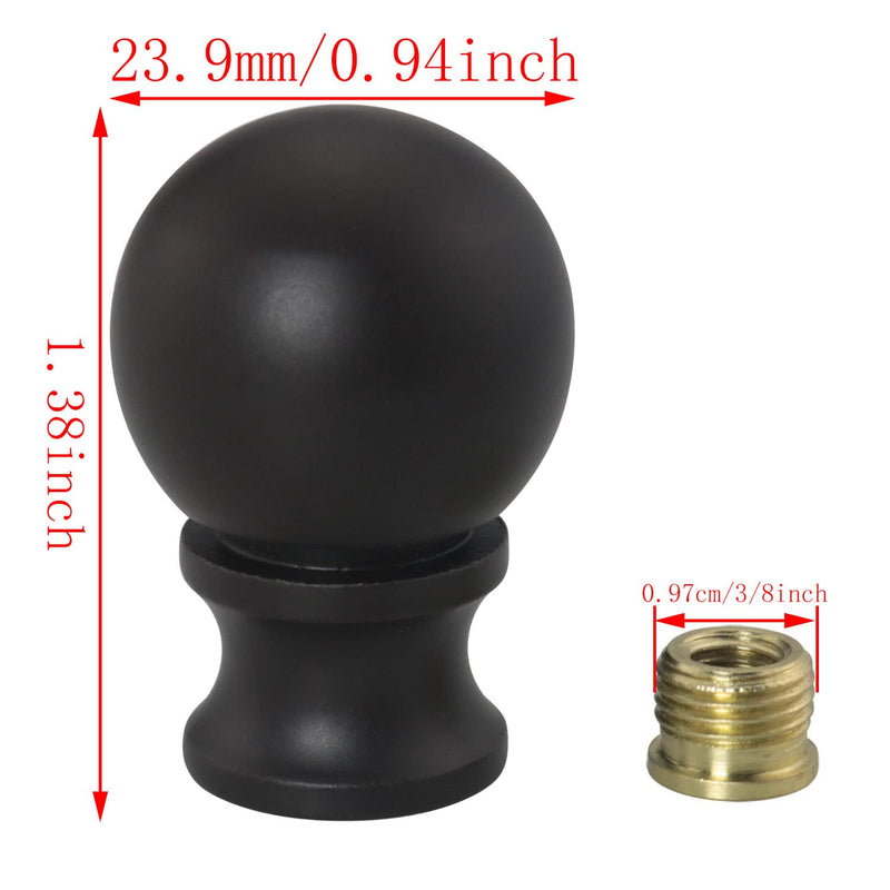2pcs Dual -Thread Lamp Finial Oil Rubbed Bronze Steel Ball Knob Lamp Shades Finials Cap Knob Lamp Decoration for Lamp Harp Holder