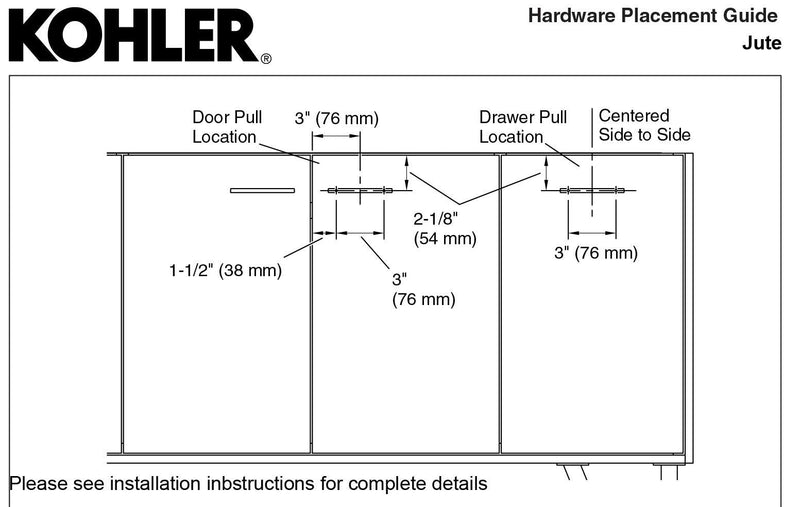Kohler 99688-HF2 Jute Bar Pull Brushed 1 Count (Pack of 1)