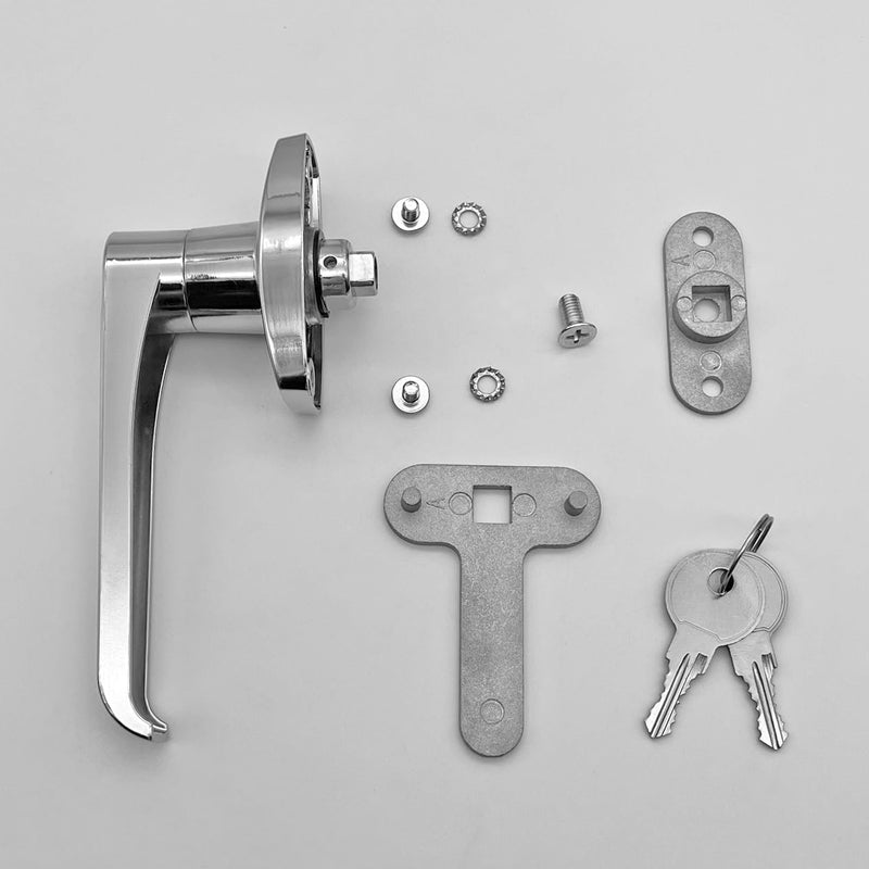 2 Sets Level Handle Cam Lock,L-Type Locking Door Handle,Cabinet Handle Lock Chrome (PX058 Left) PX058 Left