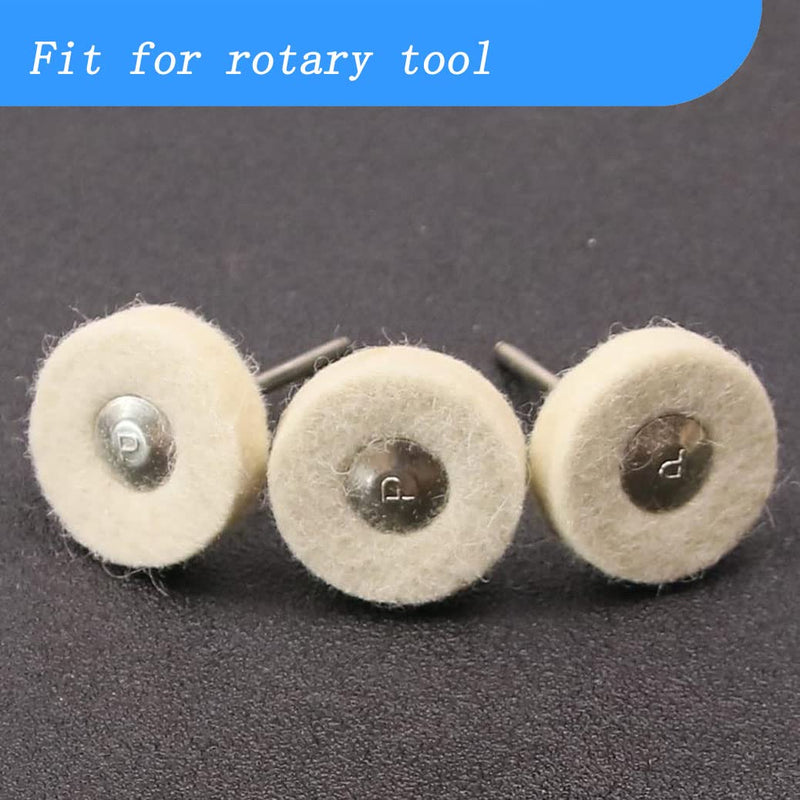 20 Pack Compressed Wool Felt Polishing Wheel 1/8" Mandrel Mounted Wool Buffing Wheel for Rotary Tools 20 Pcs Felt Polishing Wheel