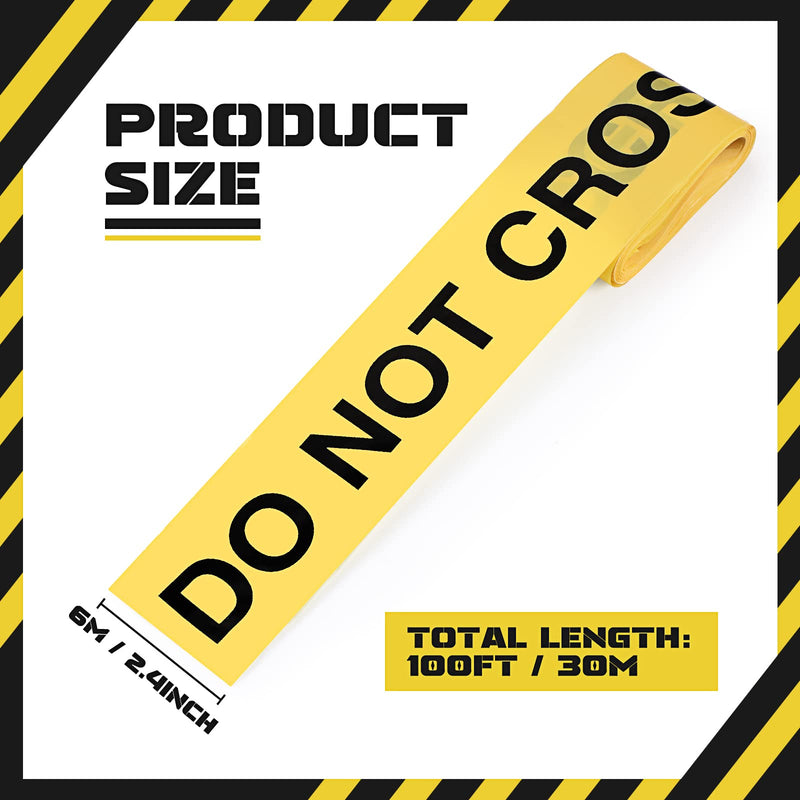 TaoBary 100 ft Crime Scene Tape Caution Barricade Tape Halloween 2 Rolls Tearable Warning Tape Safety Tape Bright Yellow for Christmas Wedding Party Indoor Decor Crime Scene Prop(Crime Scene)