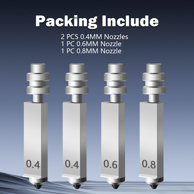 4PK 0.4MM 0.6MM 0.8MM Nozzle for Kobra X/Kobra 4 Hotend Nozzle Hardened Steel Quick Swap Integrated Nozzle Extruder Nozzle High Speed High Flow Print Head for Anycubic Kobra X Accessories 4PK