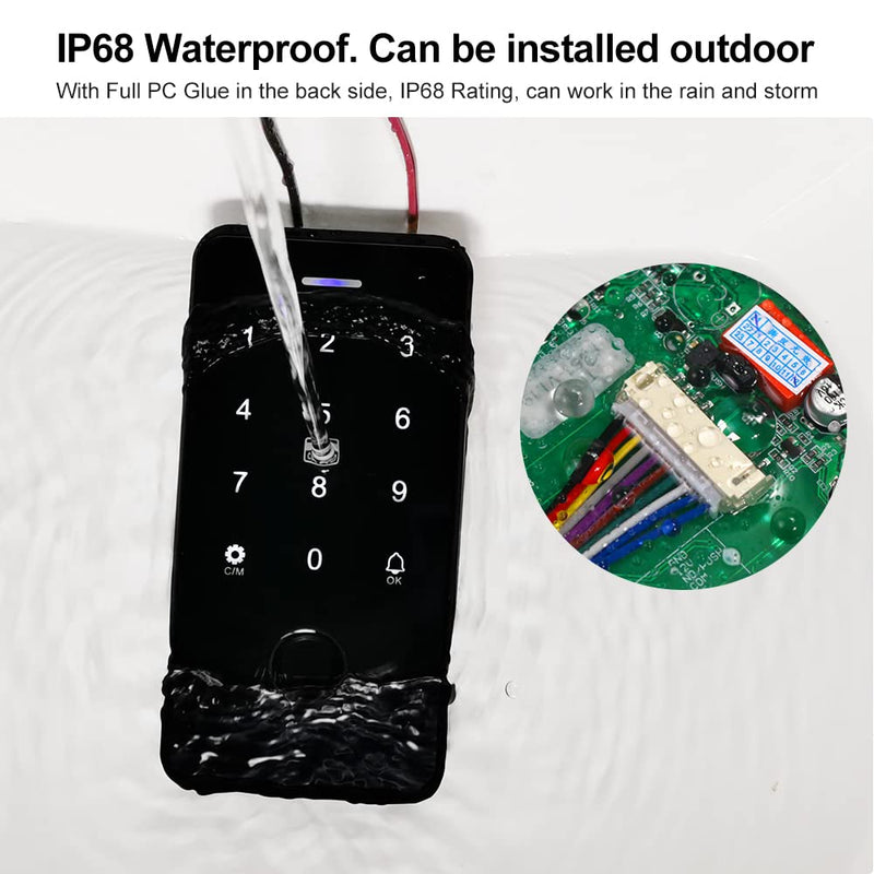 NFC Bluetooth Tuya Access Controller IP68 Waterproof RFID Keypad Fingerprint Biometrics Smart Password Lock System + 10pcs 13.56MHz Keyfobs