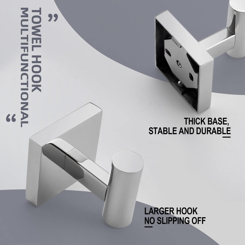 KOKOSIRI Robe Hook Bathroom Towel Coat Hooks for Bath Kitchen Wall 2 Pack Chrome Stainless Steel B1013CH-P2 Polished Chrome
