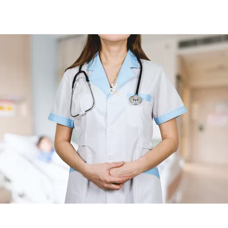 Long tiantian Nurse Necklace for Women Nurse Gifts Stethoscope Necklace Heart Pendant Necklace for Doctors and Nurses(Style C)