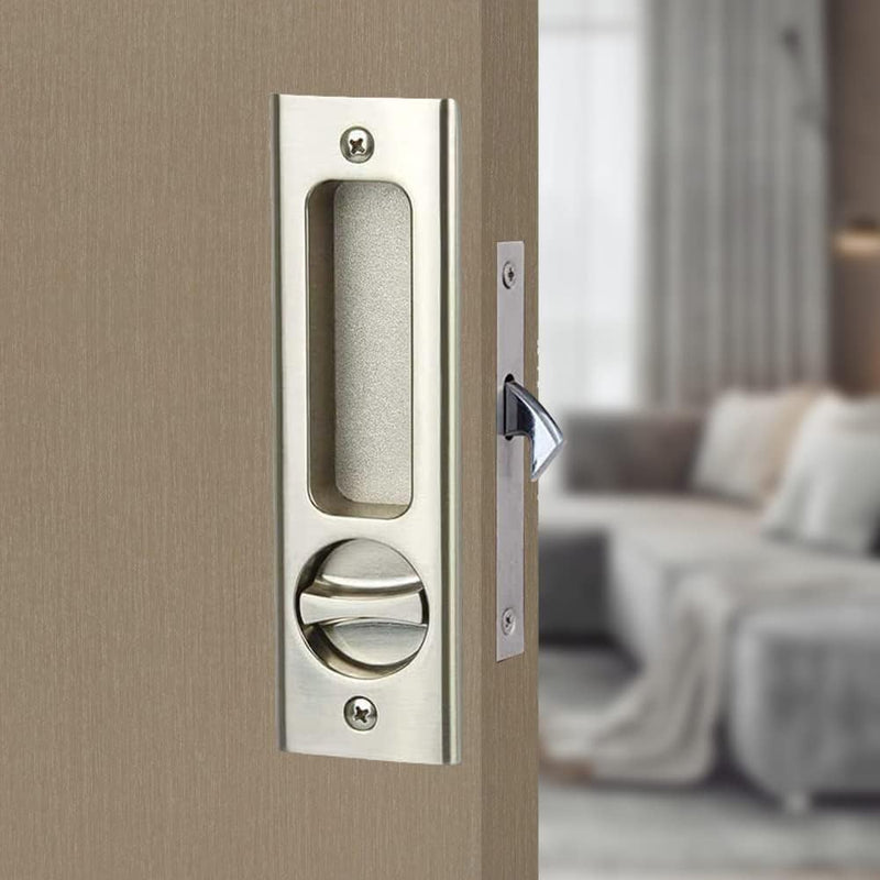 6.3' Privacy Pocket Door Lock Hardware with Double Barn Door Lock, Silver