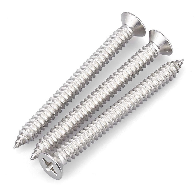 #10 x 2-1/2" (30 pcs) Stainless Flat Head Phillips Drive Sheet Metal Tek Screws, 304 (18-8) Stainless Steel Screw for Wood, Countersunk Head Wood Screw, Self Tapping Screws #10 x 2-1/2" 30