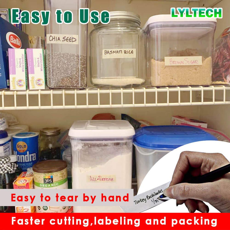 Freezer Tape 3 Rolls, Removable Labels,Writable Surface,Easy to Tear, Working Between -40℉ to 150℉ Temperature, 3/4 in x 11 yd