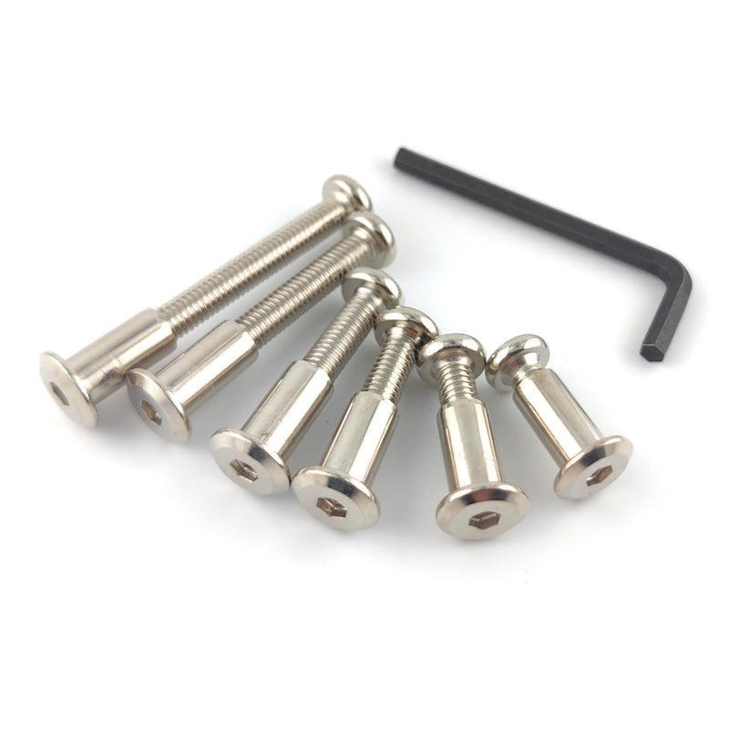 M6 Hex Drive Socket Cap Bolts Screws Kit, 30-Sets Binding Post Screws Socket Cover Connecting Bolt Fixing Post Screw for Furniture Chair Crib Table Cabinets,M6x16mm/ 20mm/ 25mm/ 30mm/ 40mm/ 50mm Silver Silver-6sizes-35sets