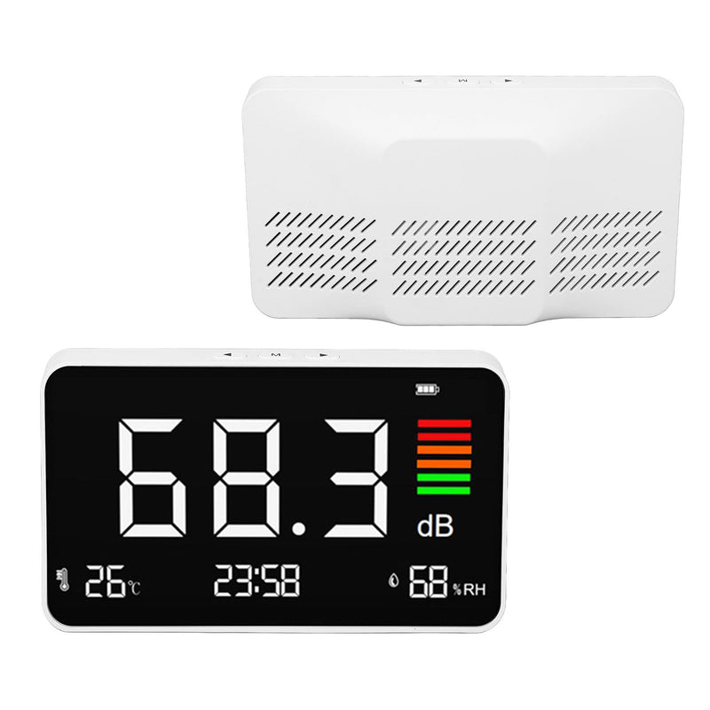 3 in 1 Decibel Meter Sound Level Meter 30-130 dBA with LED Display Temperature and Humidity Detector for Classroom Studio Home