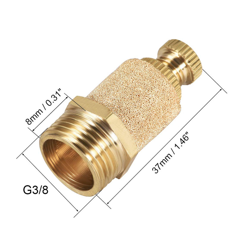uxcell Sintered Bronze Exhaust Muffler Top Adjustable G3/8 - Brass Body Pneumatic Air Muffler Air Flow Speed Controller Brass Flow Control Muffler 2pcs