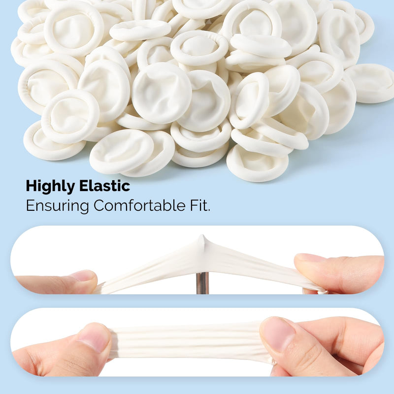 JMU 200PCS Latex Finger Cots Medium, Finger Protectors Disposable, White, Box of 200 Medium-200 PCS