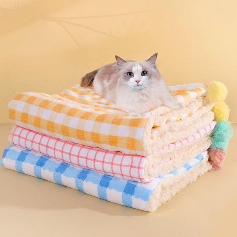 Little Pillow for Cats Puppies Ultra Soft Fluffy Pet Calming Toy Half Donut Cuddler for Joint Relief Sleeping Improve Machine Washable Blanket Set-Yellow Yellow Set - PawsPlanet Australia