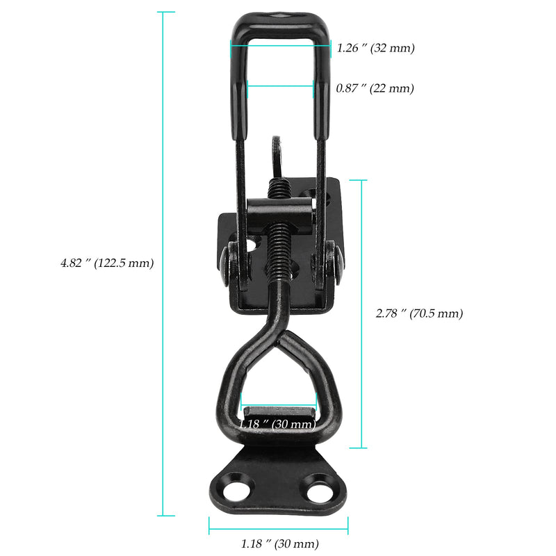 4 Pack Black Toggle Latch Clamp, 4002 Style Pull Action Latch Toggle Clamp, Quick Release Toggle Latch with Lock Hole, Adjustable Toggle Clamp for Trunk Jig Door Toolbox