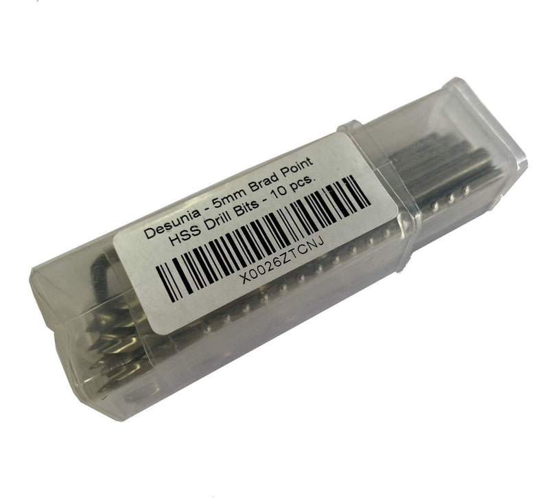 Desunia - 5mm High Speed Steel Brad Point Drill Bits - Set of 10