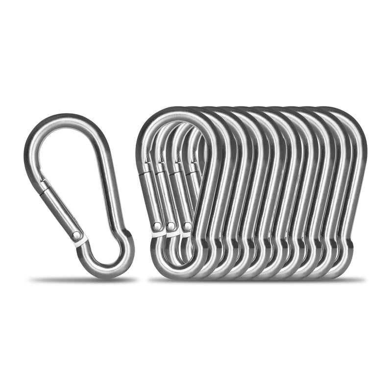 Small Carabiner Clip Hooks, 10pcs 1.57 inch Carabiners Heavy Duty, 304 Stainless Steel Spring Snap Hook Fits Camping Hiking, Metal Clips for Rope Chain Keys Rings 1.57 IN 10