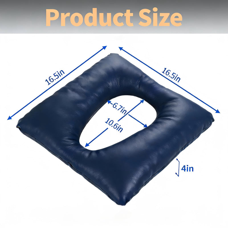 Bedside Commode Cushion, Washable Toilet Seat Cushion for Seniors, Padded PU Cover with Fixing Straps for Commode Chair 16.5" X 16.5", Portable Soft Toilet Seat Cushion for Elderly Adults (Blue) Blue