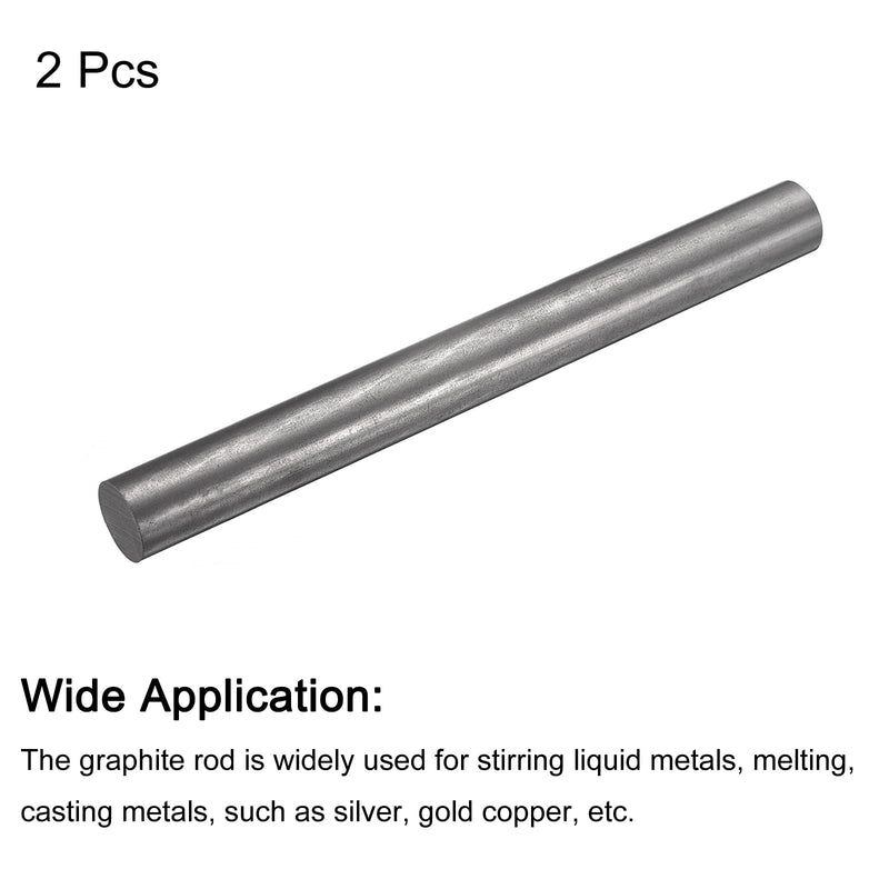 PATIKIL Graphite Rod Graphite Stirring Rod Cylinder Stick Carbon Rod 200x20mm Black for Electrode, Melting Casting, Crucibles, Pack of 2