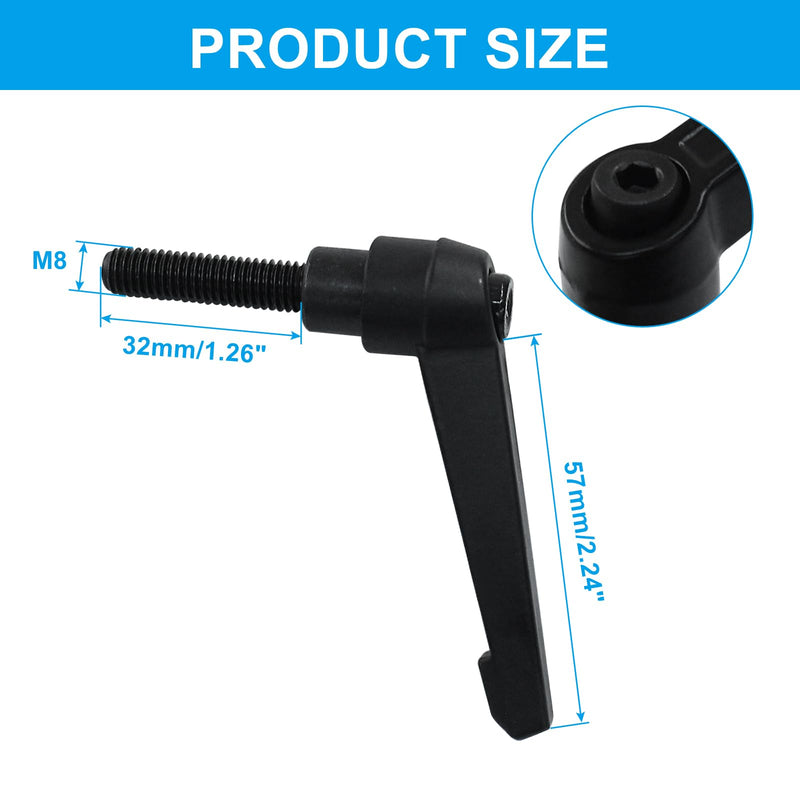 2Pcs Adjustable Clamping Lever Handle M8 x 32mm Male Thread Adjustable Handles Push Button Ratchet Lever Knob Rotating Screw Handles Bolts with Locking Lever