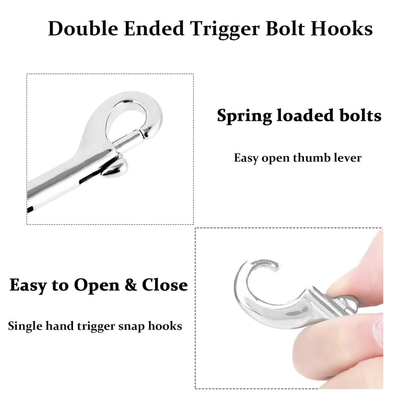 Atibin Ended Double Bolt Snaps Large Stainless Steel Bolt Snap Hooks Clips Trigger Snap Bolt Hook 3.9 inch 4Pcs