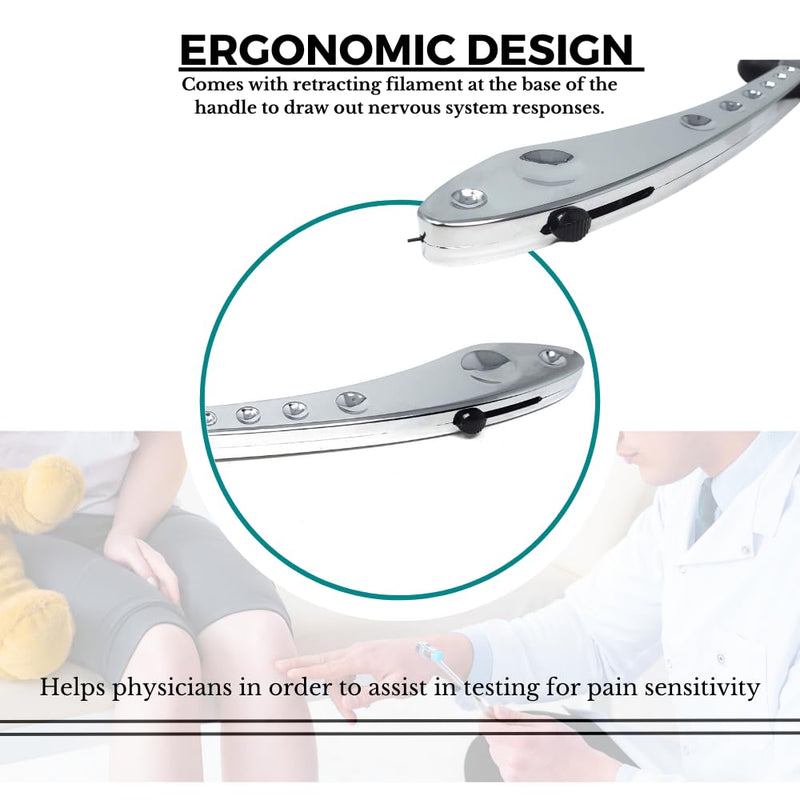 Reflex Hammer Taylor Medical Ergonomic with Neurological Retracting Filament Used by Physicians, Nurses, EMS, Medical Students Made of Stainless Steel