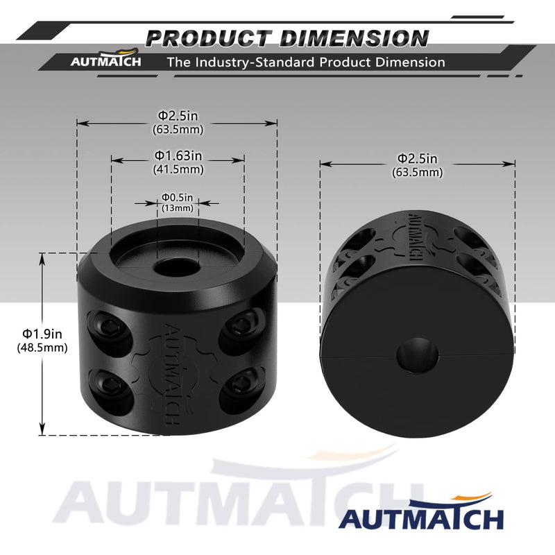 AUTMATCH Winch Cable Hook Stopper (2 Pack), Silicone Rubber Winch Stopper for Wire & Synthetic Rope, Winch Line ATV UTV, Shock Absorbent, Prevent Pulling Bounce and Abrasion, Black Winch Cable Hook Stopper - 2Pack