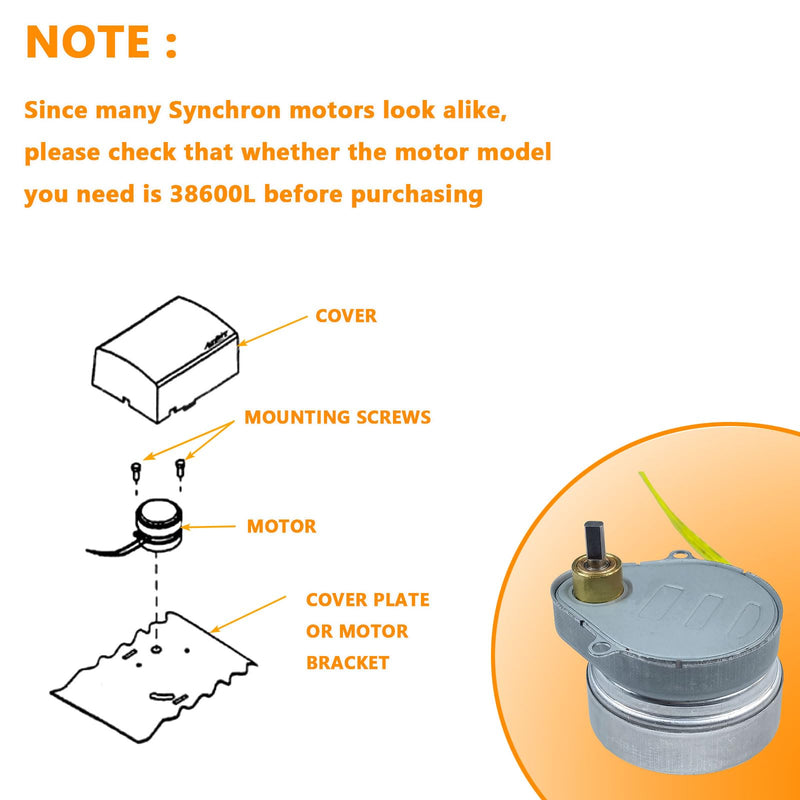 38600L 24V Synchron Motor Valve Replacement for 2 Wire Spring Return Damper Motor 24Volt 60Hz 4.8RPM 7W