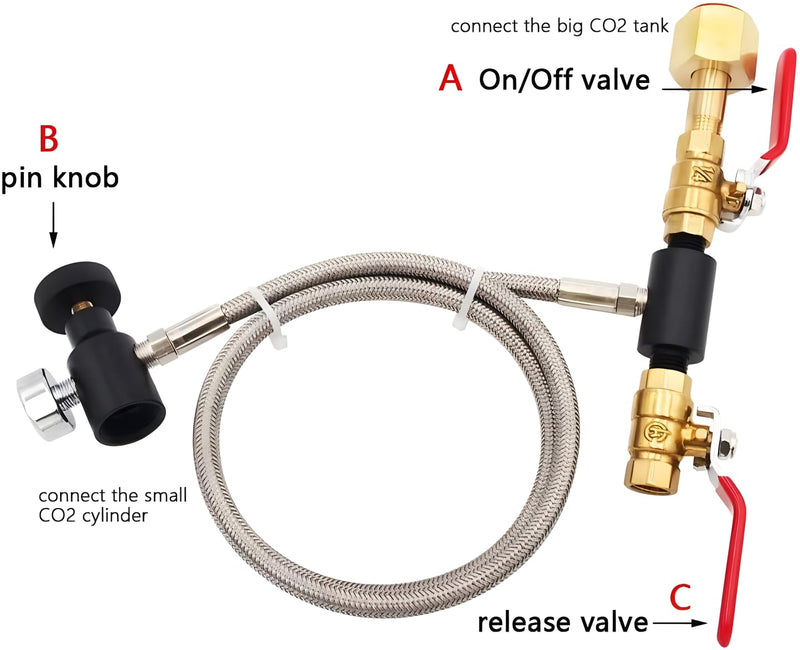 Soda Machine CO2 Cylinder Refill Adapter Hose Soda Maker Co2 Canister Refill Station for Filling Soda blue Co2 Bottle