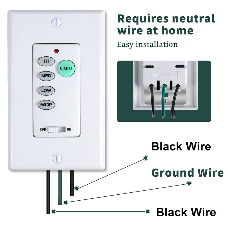 Universal Ceiling Fan Wall Control 3 Speed Wall Mounted Fan Control Full Range Dimmer UC-9050T CHQ9051T… UC9050T