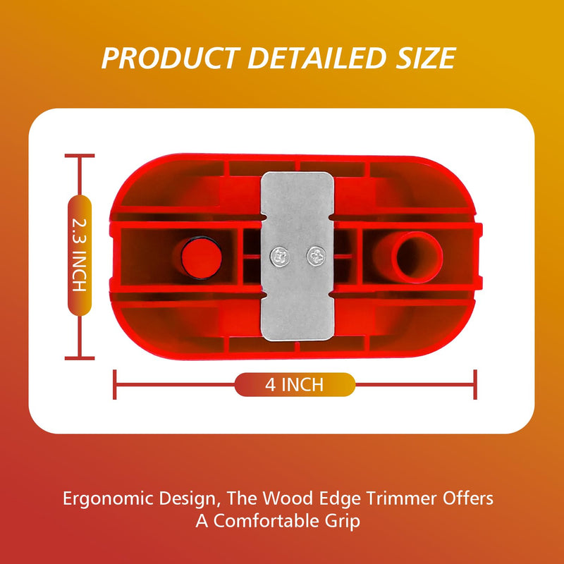 Edge Banding Trimmer, Edge Band Trimmer with Four Sharp Cutting Edges Tungsten Carbide Blades, Veneer Edge Trimmer for Woodworking Projects (Furniture and Cabinet Making), Trim in All Directions, Red
