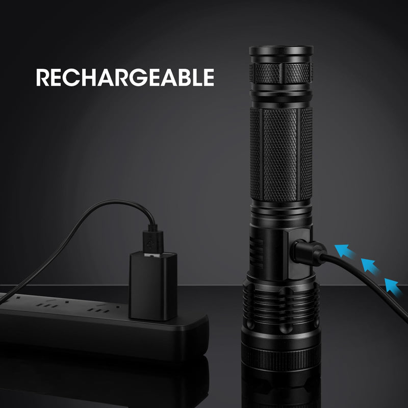 KINGCAESAR 3 Pack Flashlights 90,000 High Lumens - Super Bright Rechargeable Flashlight with 5 Light Modes, IPX7 Waterproof Powerful LED Flash Light for Home, Camping
